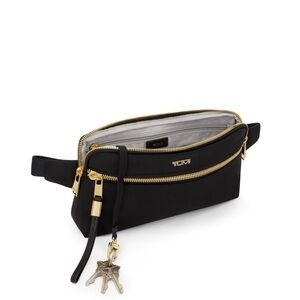 Tumi Black Crossbody Bag with Gold Accents